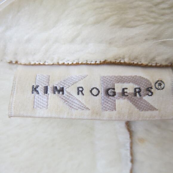 VINTAGE Kim Rogers Y2K Jacket Faux Suede Size M Women Tan Brown Faux Fur Trim - Picture 12 of 13